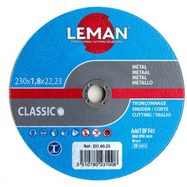 25 disques à tronçonner métal à moyeu plat - D. 115 x Al. 22,23 x Ep. 1 mm - 110.00.25 - Leman