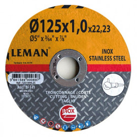 25 disques à tronçonner inox - D. 125 x Al. 22,23 x Ep. 1,6 mm - 1251649.25 - Leman